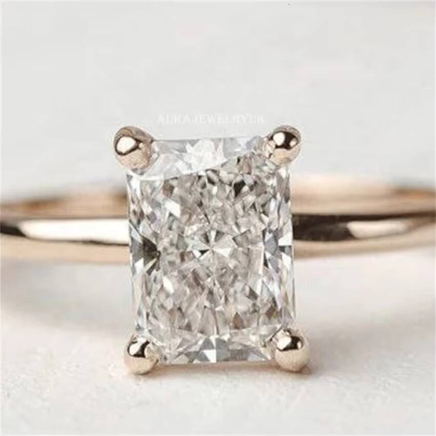 Speedin Fine Jewelry Wholesale Price Radiant Cut 4Prong Yellow Gold 3ct VVS LabGrown Diamond Wedding Ring on Sale