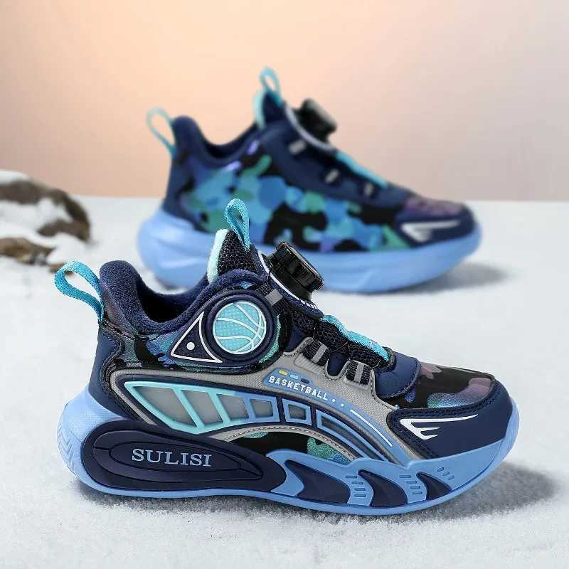 Winter Children Sneaker Boys Basketball Shoes Kids Sneakers Warm Plush Athletic Footwear Boys Outdoor Sports Shoes 4 To 10 YearsT251017