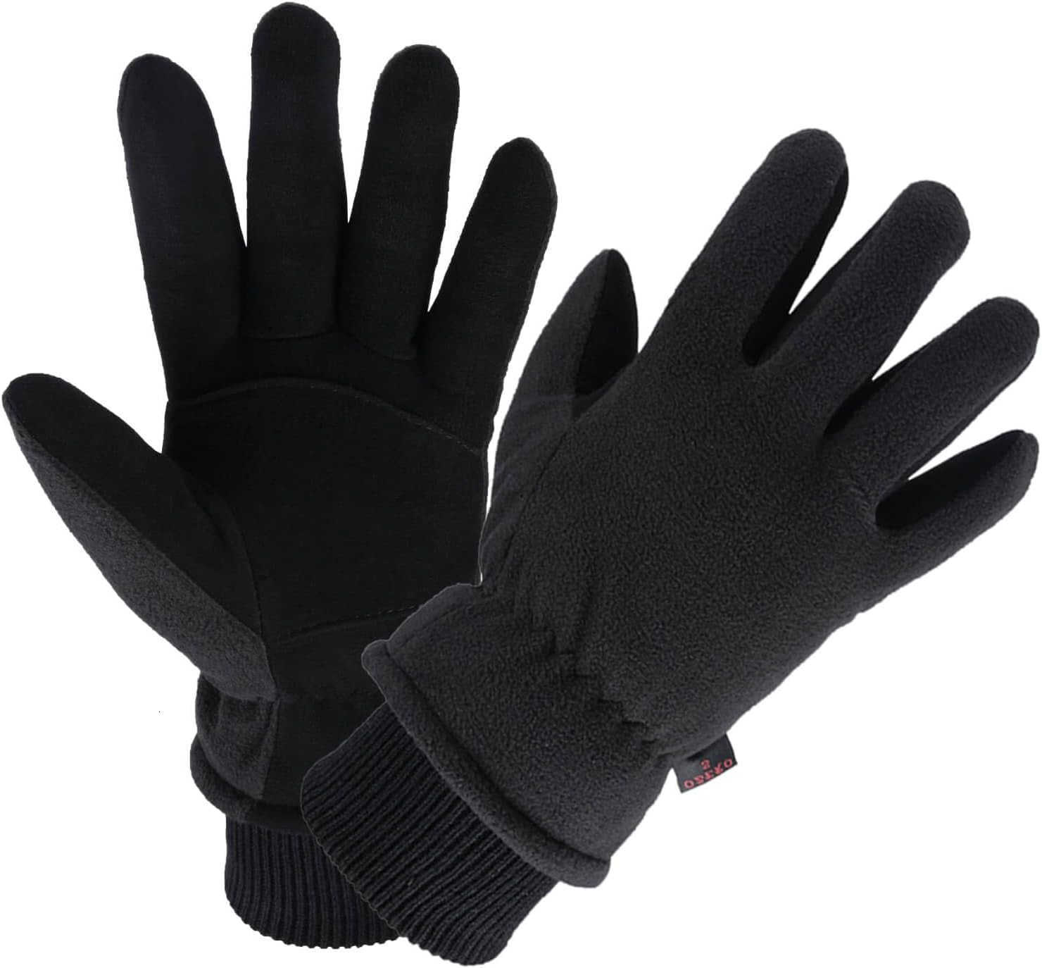 Winter Thermal Gloves 30F Coldproof Water Resistant Deerskin Suede Leather Insulated Polar Fleece Warm in Cold Weather for Men and Women Black XSmall 