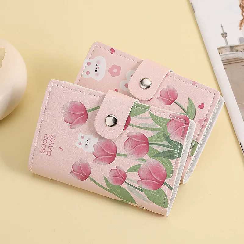 New oil painting style rabbit tulip card bag bank card certificate bag antitheft largecapacity card holderW251017
