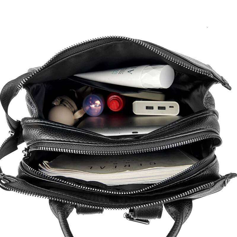 100% Genuine Leather Stylish Backpack Women Large Capacity Travel Rucksack New Knapsack For Ladies Satchel Schoolbag