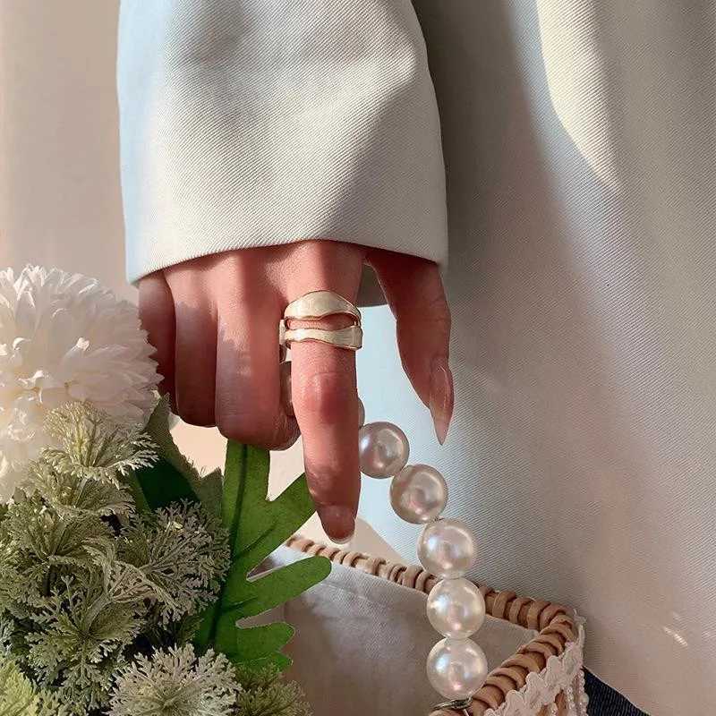 Retro Gold Color Double Oil Drip Open Rings for Women Luxury Irregular Adjustable Finger Ring 2023 New Trendy Wedding Jewelry Z251017