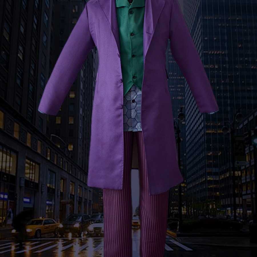 Theme Costume Clown Heath Ledger costume role-playing movie and TV Dark Knight Joker costume purple jacket uniform adult Halloween costume party 240823 S25210