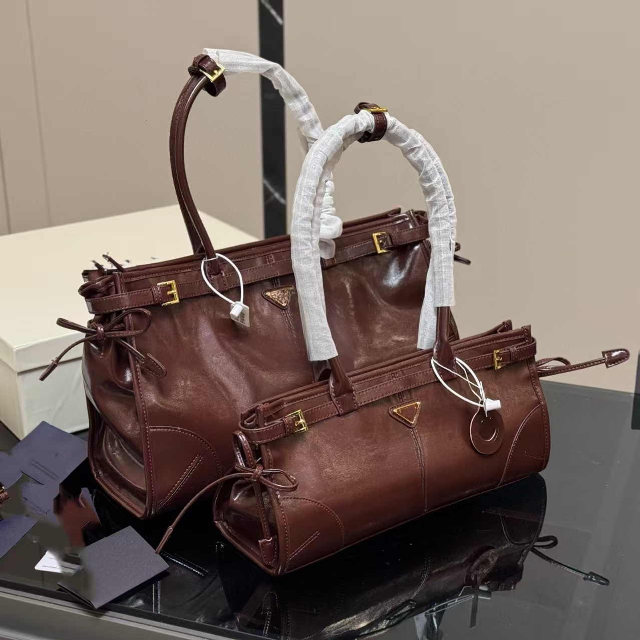 Designer Totes Bag Suede Biker bags Brown Shoulder prra Leather Handbag Casual outdoor party crossbody bags Women's Multi Pocket Shoulder Bag with Triangle 118