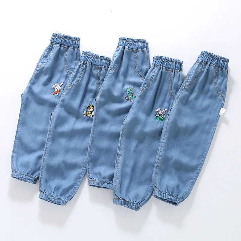 Baby Boys Jeans Autumn New Cartoon Embroidery Kids Baby Boys Denim Pants Elastic Waist Solid Color Toddler Boys Harem PantsT251017