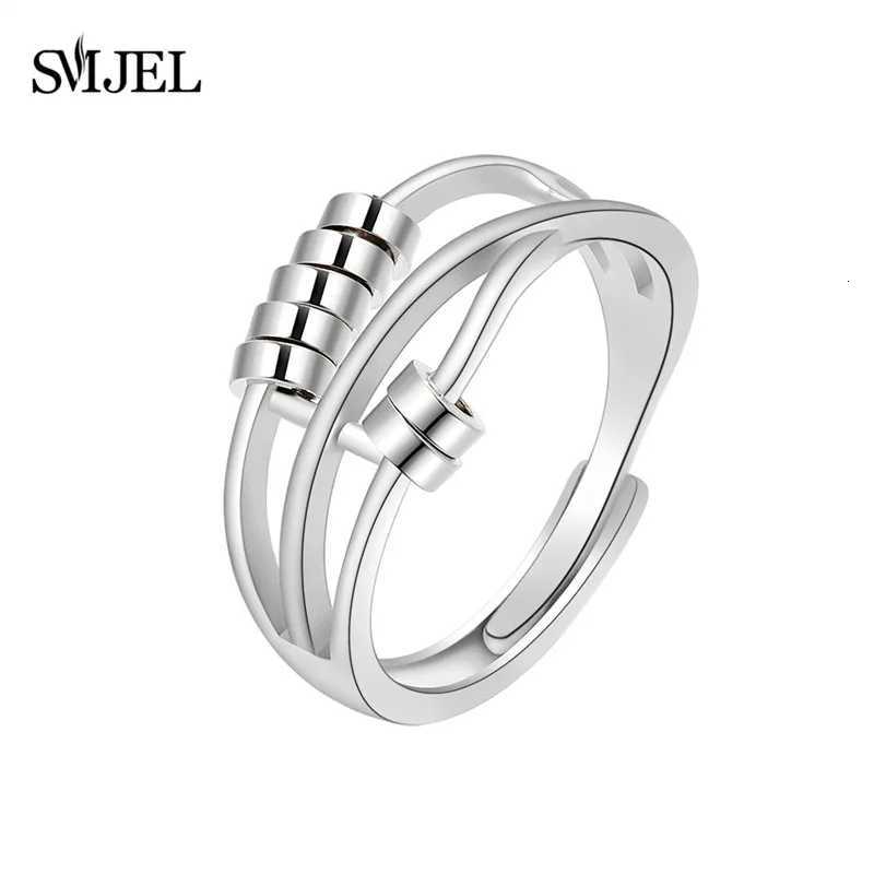 SMJEL Anti Stress Anxiety Ring Fidget Spinner Rings Adjustable for Women Rotating Freely Spinning Accessories Jewelry Gifts Z251017
