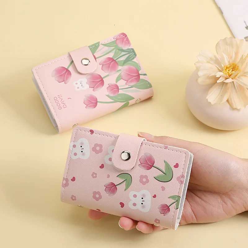 New oil painting style rabbit tulip card bag bank card certificate bag antitheft largecapacity card holderW251017
