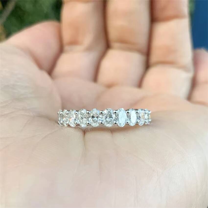 Speedin Elegantly Crafted Jewelry 63mm 14k 18k White Gold Oval Cut DEF VVS Lab Grown Diamond Eternity Band