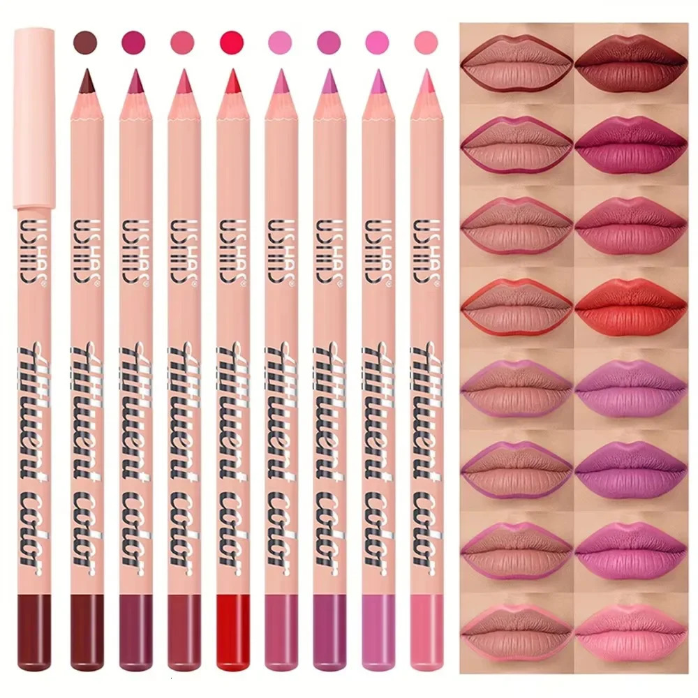 Fine Slim Lip Pencil Waterproof Easy To Color Matte Pink Purple Longlasting Waterproof Non Stick Cup Pigment Sexy Lip Cosmetics 251014
