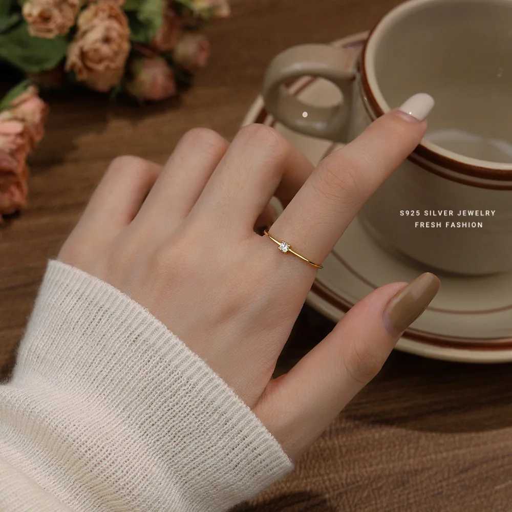 925 Sterling Silver Fashion Minimalist Zircon Fine Ring for Women Party Wedding Jewelry AccessoriesW251017
