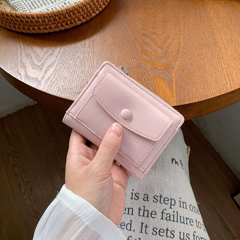 New Women's Style High-end Short Student Ins Female Money Clip Wallet Clutch