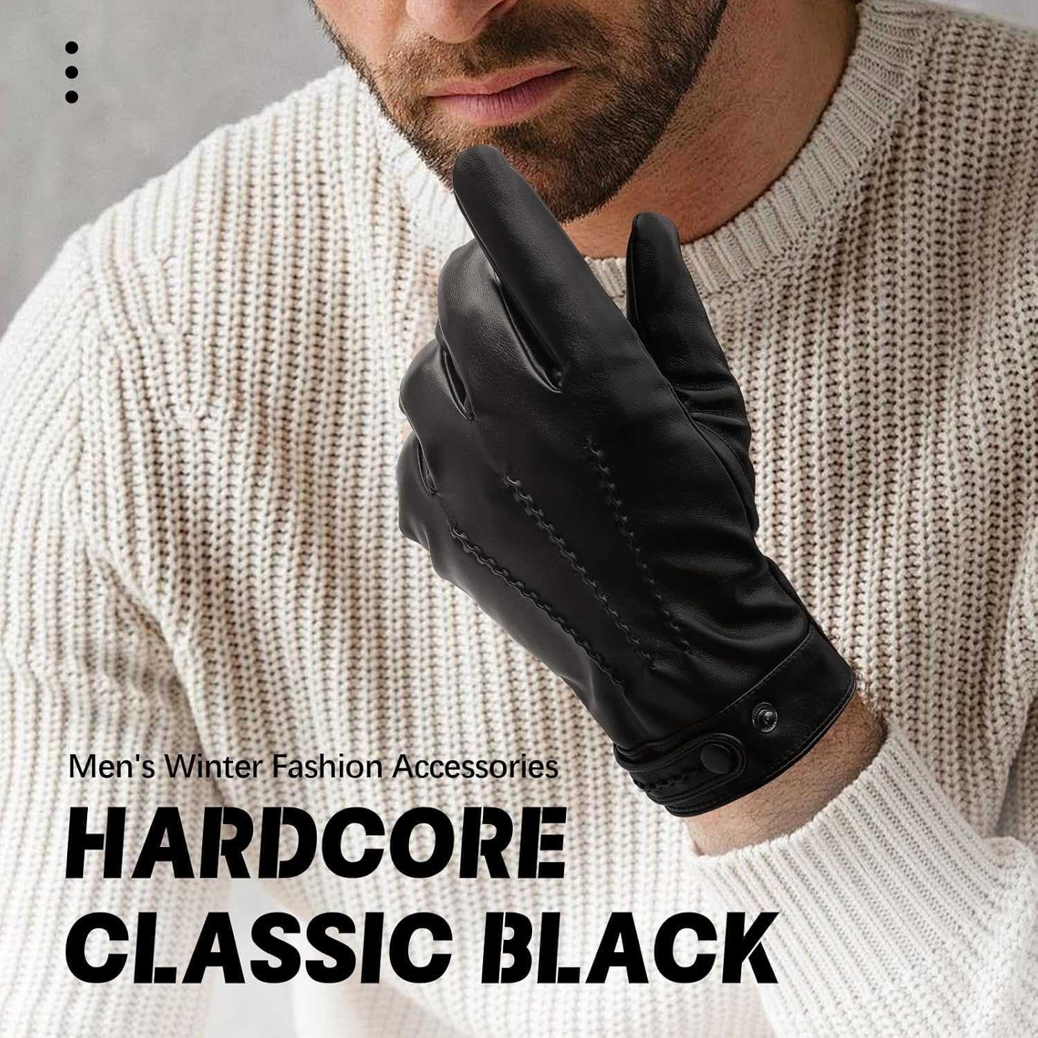 Winter Leather Gloves for Men Plush Lined Mens PU Gloves With Fullhand Touchscreen Mens Winter Gloves Z251017