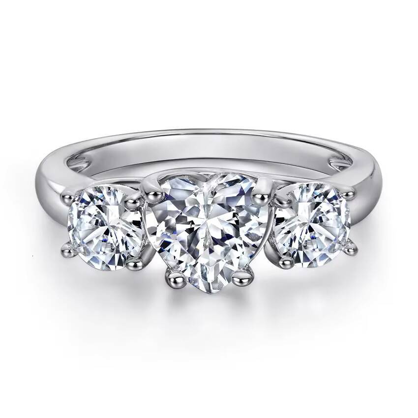 Speedin Fine Ring With Jewelry Certificate Gold Plated 3 Stones Fancy Shape Wedding Engagement Ring Moissanite Ring Jewelry