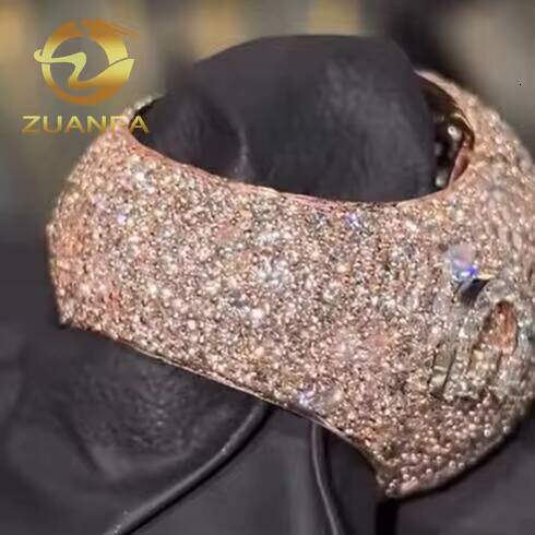 Diamond Reverse Setting New Iced Out Jewelry Moissanite Hip Hop Ring 925 Sterling Silver Men Diamond Ring Custom