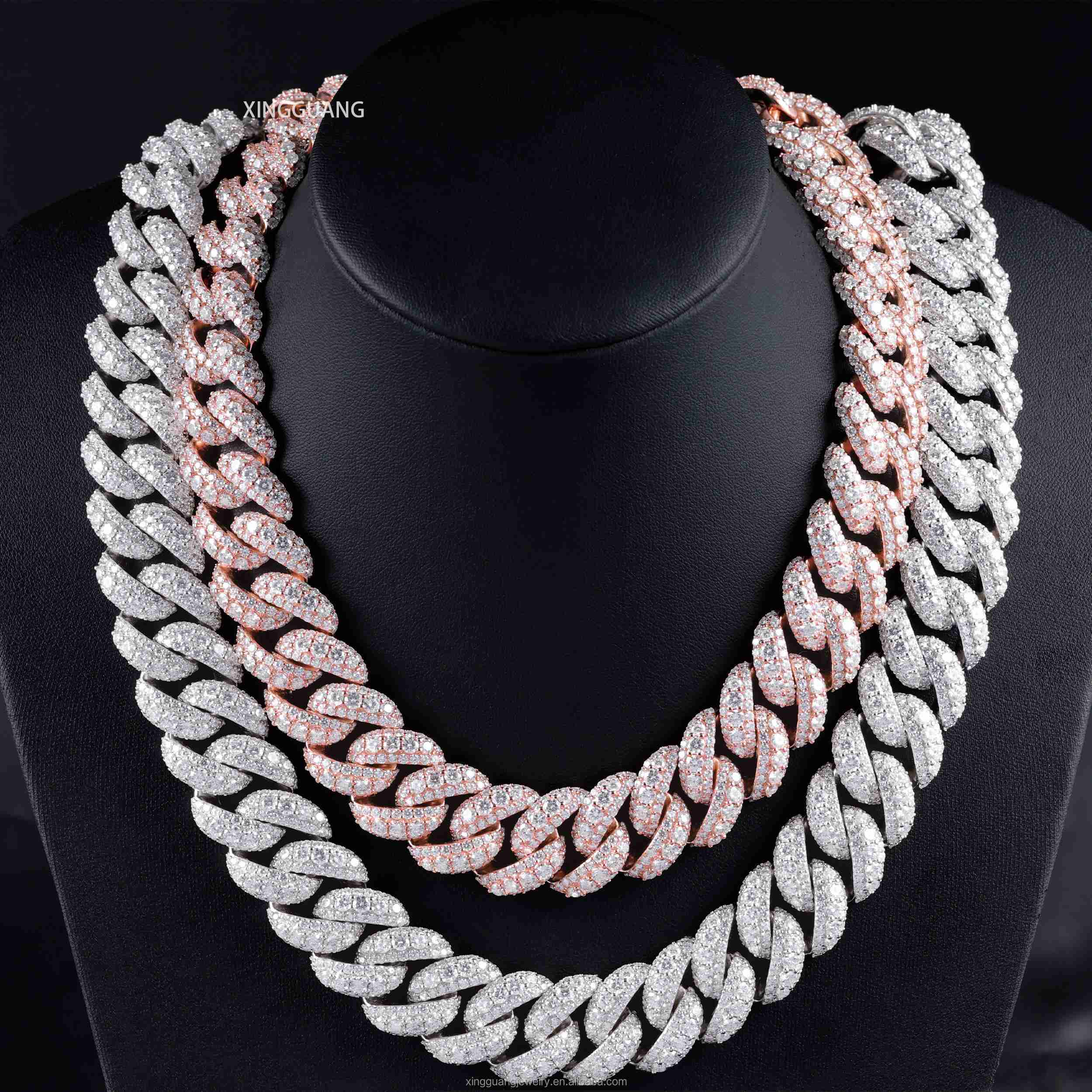 Pass Tester VVS Moissanite Cuban Chain 925 Silver Necklace For Men Iced out Diamond Hip Hop Jewelry 20mm 22mm Cuban Lidynamic Chain