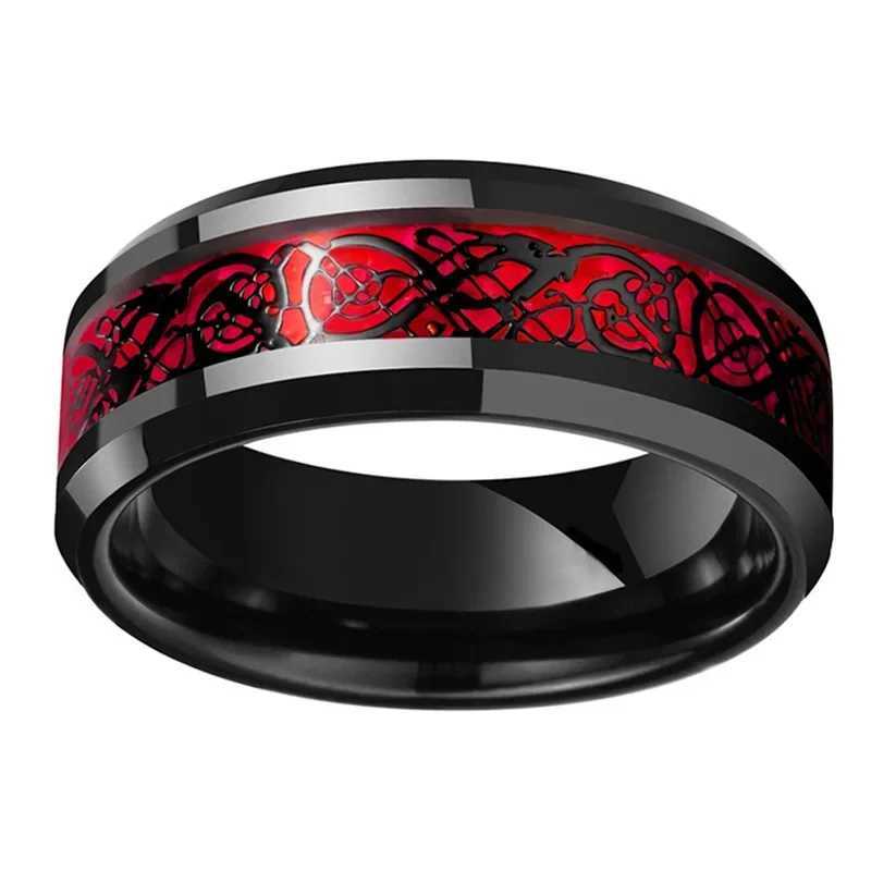 Sweet romantic ruby womens ring stainless steel dragon pattern mens ring couple jewelry Z251017