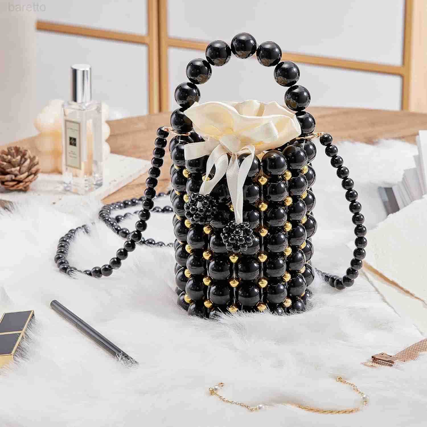 Purses Beaded Clutches Bucket Handbag Womens Small Handmade Bags with Detachable Chain And Inner Bag Z251017