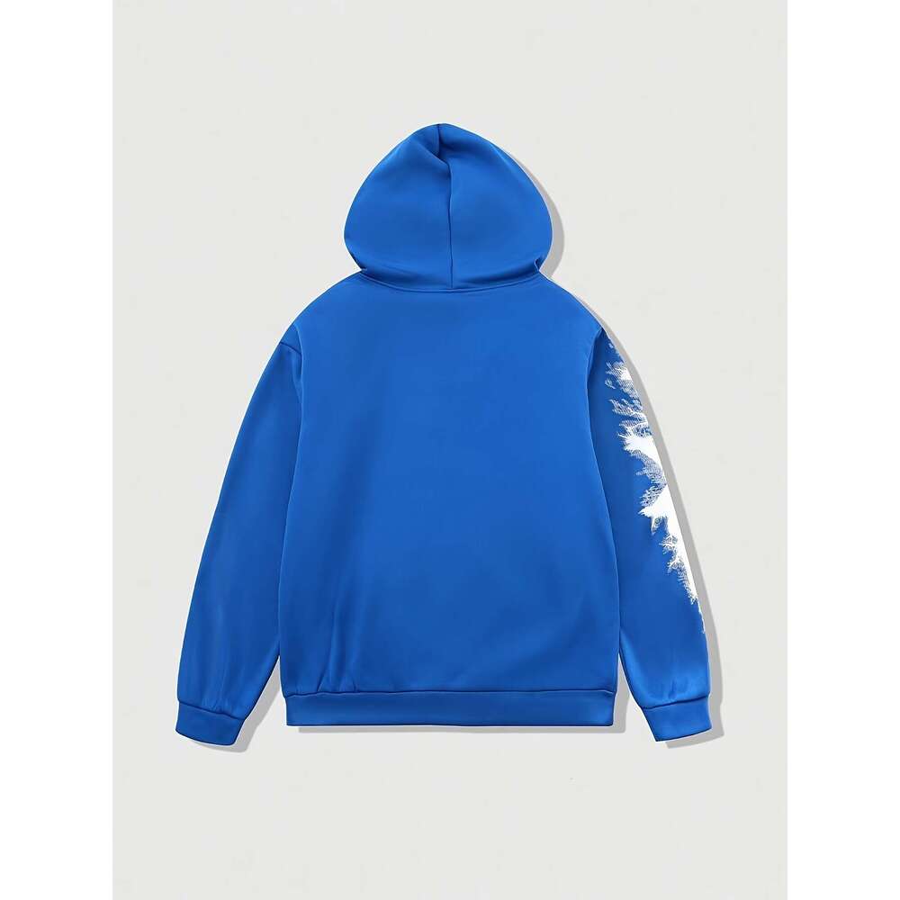 Women's Casual Black Zip-Up Hoodie With Cross & Lighing Bolt Graphic Front Zipper Closure, Hine Washable All-Season Streetwear, Streetwear Fashio