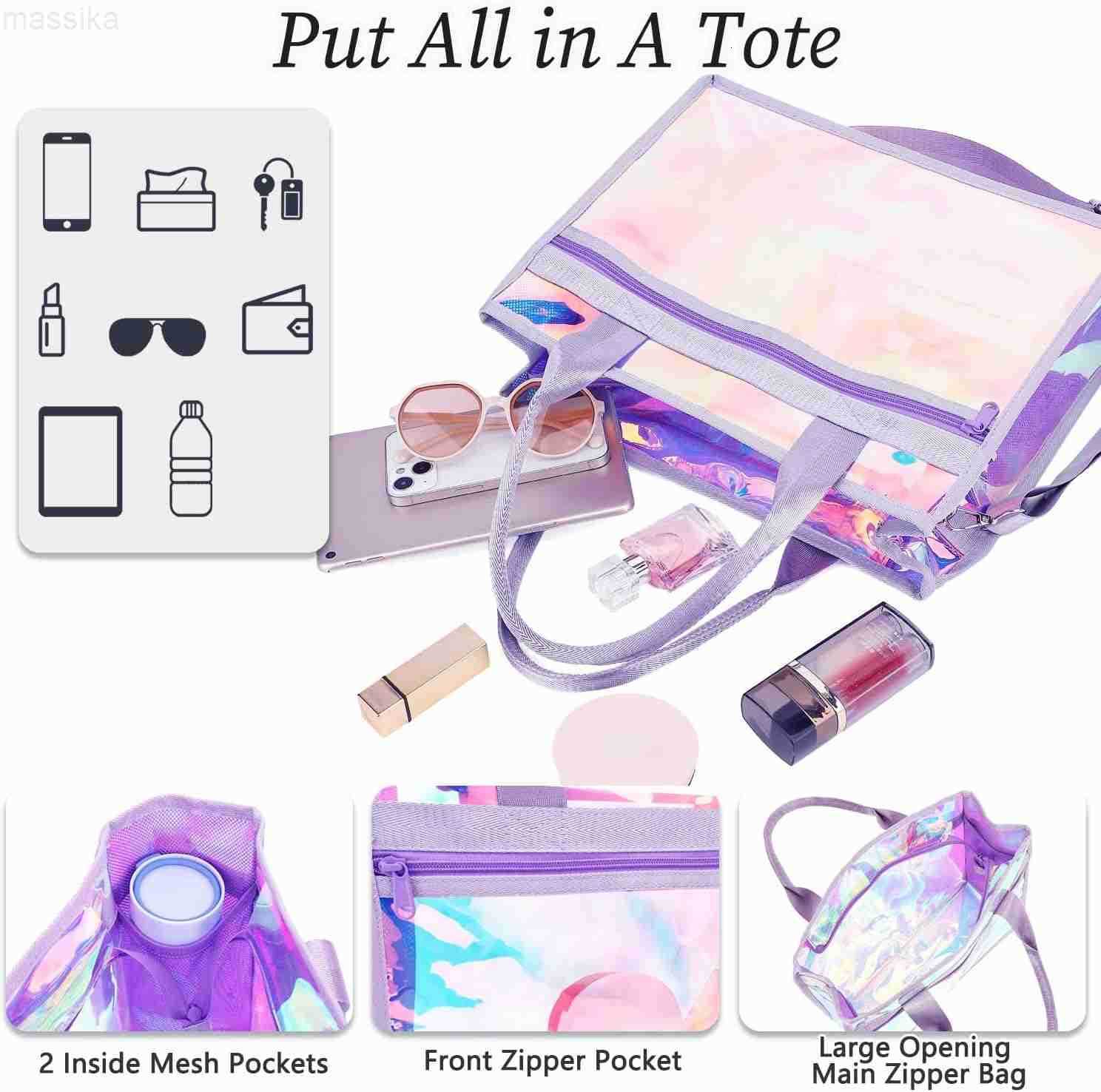 Clear Tote Bag for Women TPU Crossbody Handbag Clear Bag with Zipper Closure for Stadium Events Concert Work Beach M251017