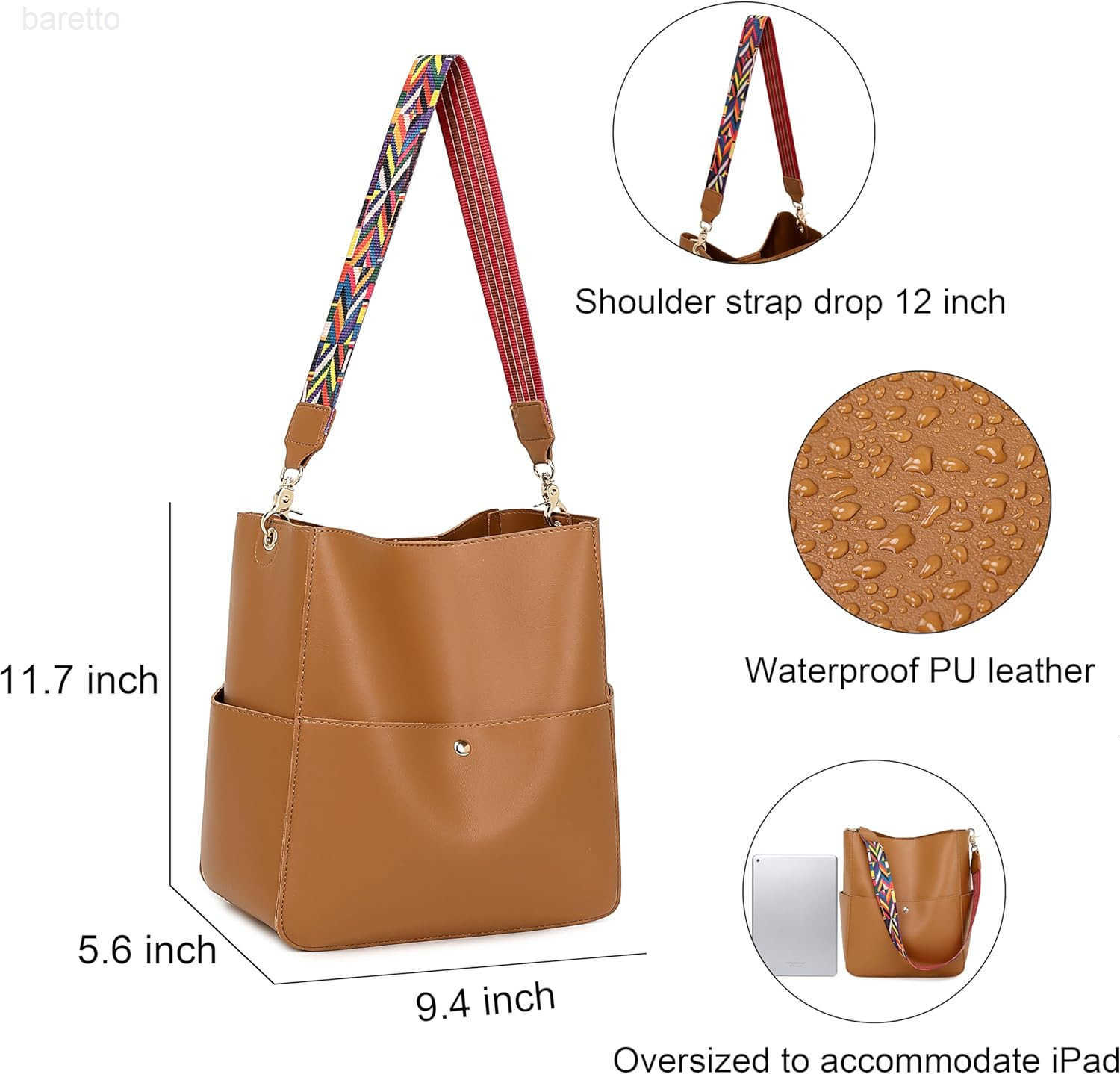 Bucket Purses for Women Designer PU Leather Bucket Bags With 2 Adjustable Guitar Strap Hobo Bag for Women Z251017