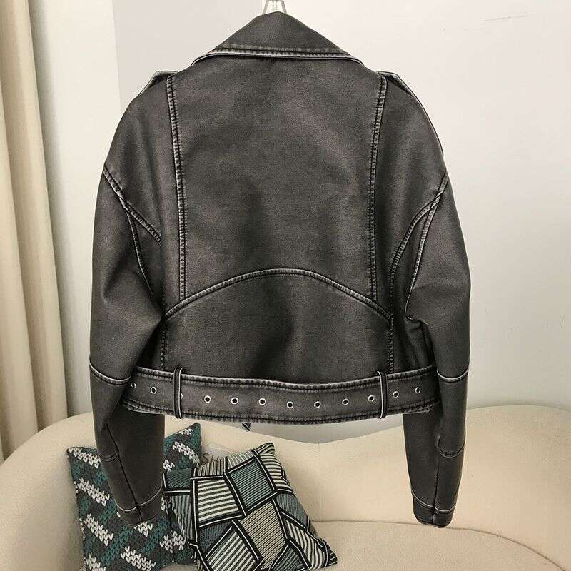 hoodie Women's Clothing Spring and Autumn Ladies New Lapel Short Motorcycle Fashion Casual Style Slim Leather Jacket jacket