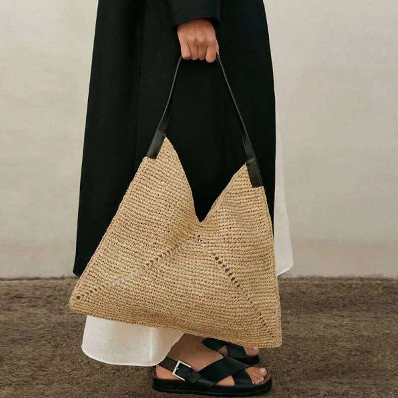 Designer Bags Large Capacity Women' Tote Sewn Folding Straw Shoulder Handbag Woven Beach Vacation Bag Hot Selling