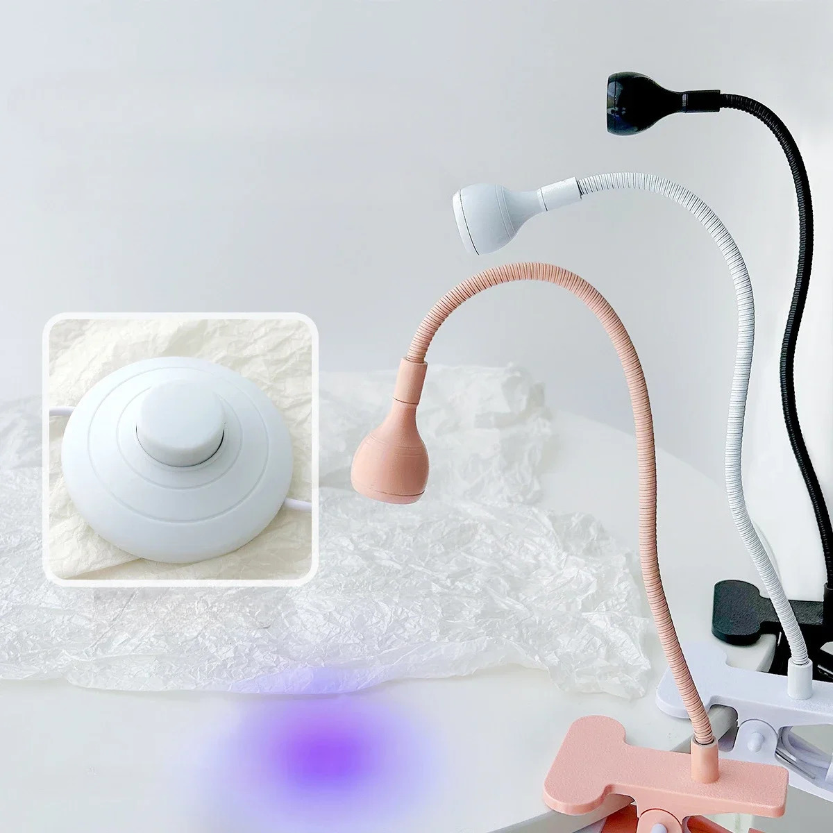 5W UVLED Lamp Nail Dryer Glass Acrylic Gel Polish Curing Adhesive Quick Nail Drying Lamp with Adjustable Head Foot Pedal Switch 251014