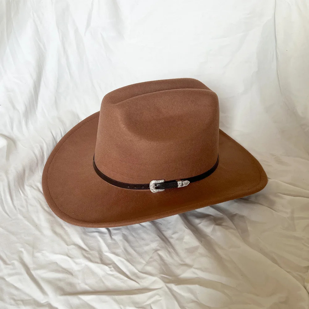Vintage Western Cowboy Hat for Men Women with Shapeable Wide Brim Cowgirl Felt Hat Cloche Church Sombrero Hombre Caps 251015