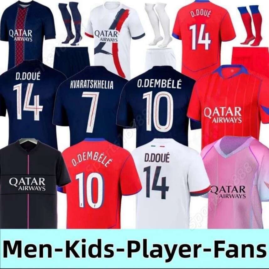 psges jersey 25 26 Ousmane Dembele jersey Khvicha Kvaratskhelia Football Shirt Ramos Gianluigi GonCalo Donnarumma kit Soccer Jerseys men kids psgJerseys