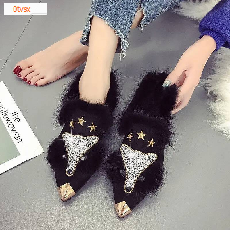 Crystal Fox Head Personalized Design Boots Autumn and Winter New Fashion Metal Pointed Fluffy Plush High Heels Women's High Heels Designer Shoes