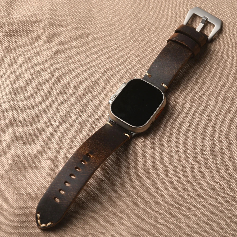 Handmade Head layer Cowhide Leather Strap For iWatch Watch ultra2 49MM 45mm 44mm 42mm 45mm S10 9 Brown Vintage Strap 251016