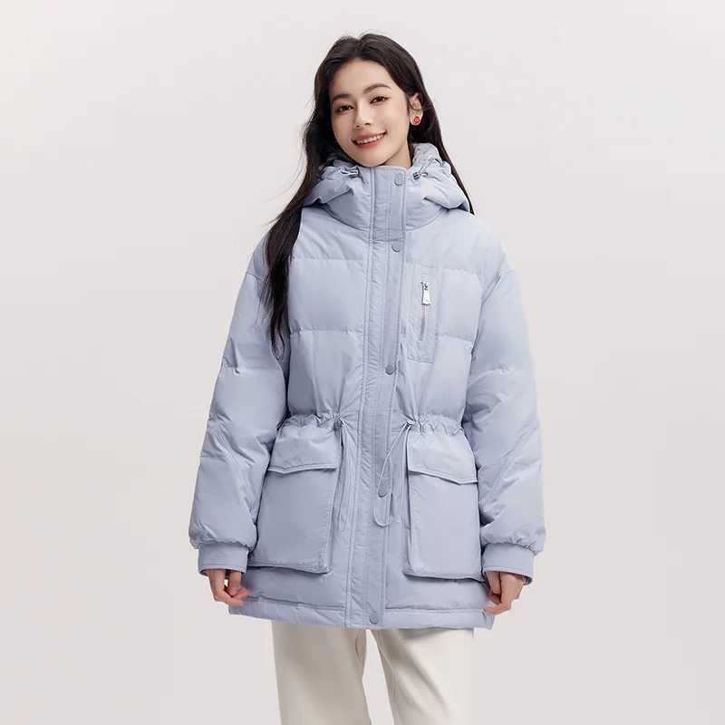 Semir MidLength Down Jacket Women Hooded Loose Fit Waist Cinching 2025 New Winter Minimalist Style W251016