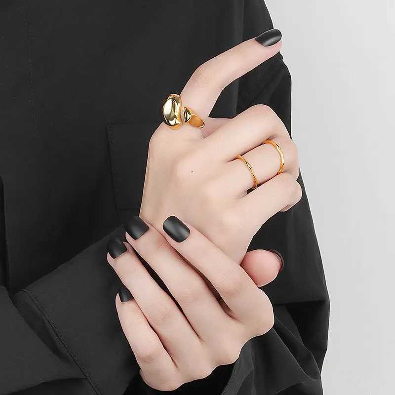 LIVVY Silver Color Irregular Width Open Ring Female New Fashion Creative Vintage Punk Party Jewelry GiftsW251017