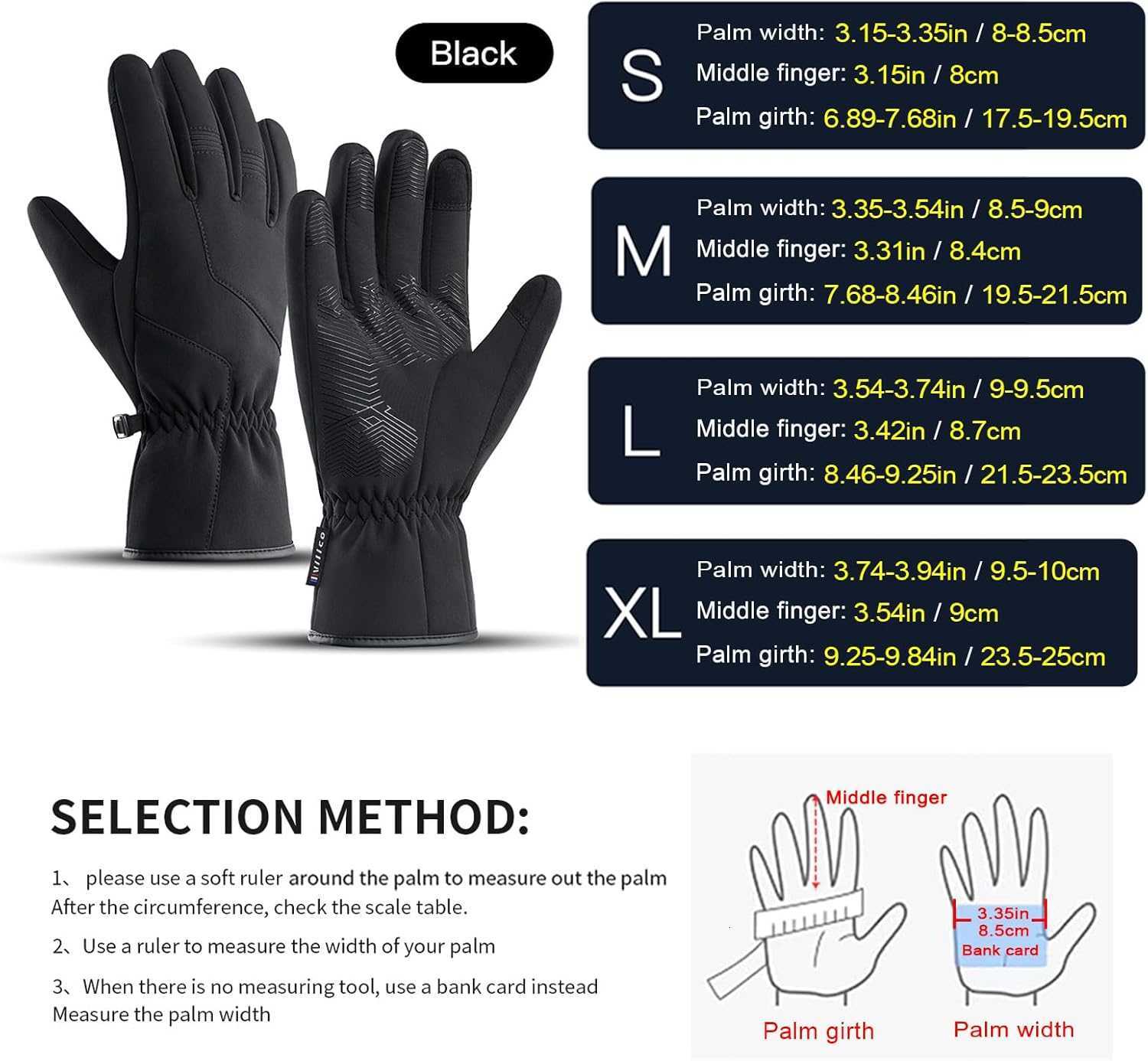 Winter Gloves for Men Women Fully Windproof Waterproof Thermal with Touchscreen Fingers AntiSlip Palm Warm Gloves for Cold Weather Cycling Driving Hik