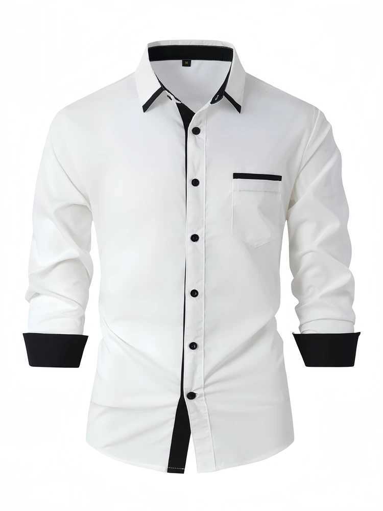 2024 mens shirt system buckle solid color shirt business office super large size 6xl loose style fashion designer J251017