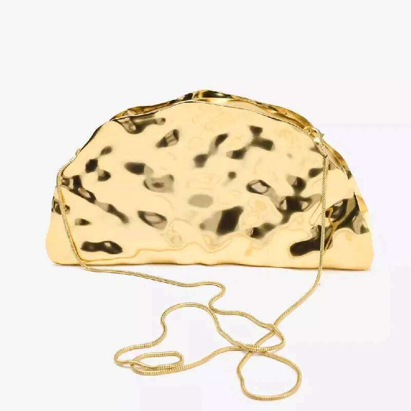 NEW Acrylic Shell Shape Gold Women Evening Party Cute Metal Shiny Purse Handbag 2025 Wholesale Clutch Bag