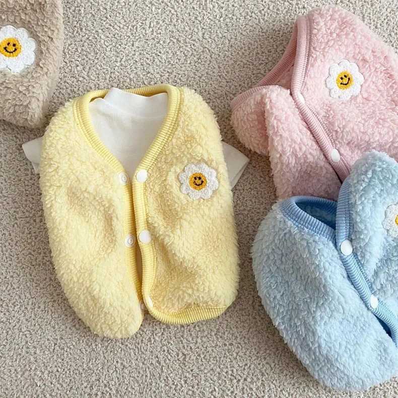 Pet Clothes Autumn Winter Medium Small Dog Plush Vest Cute Sweater Warm Velvet Kitten Puppy Sweet Cardigan Chihuahua PetsW251017