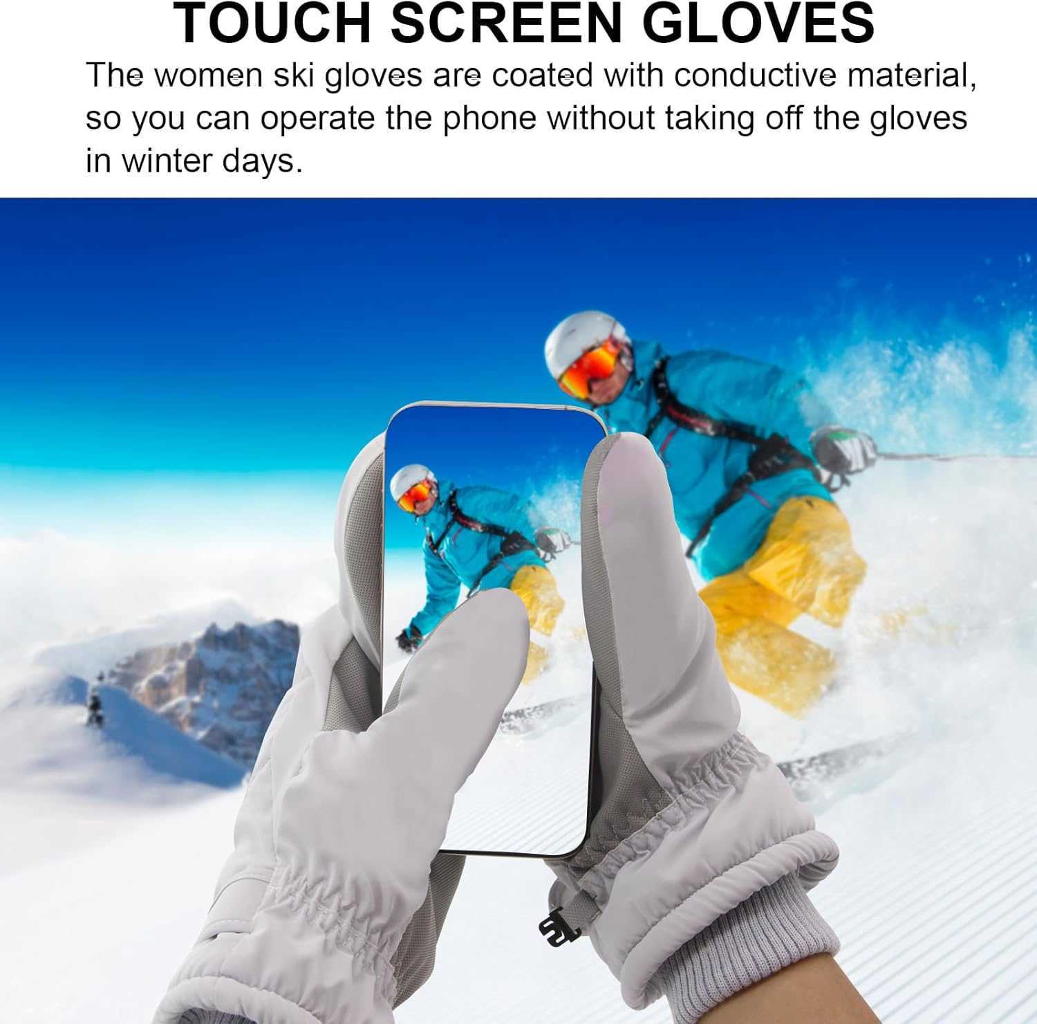 Winter Women Ski Mittens Waterproof Touch Screen Snow Mitts Anti Slip Warm Windproof Snowboard Gloves for Skiing Hiking Cycling Y260113