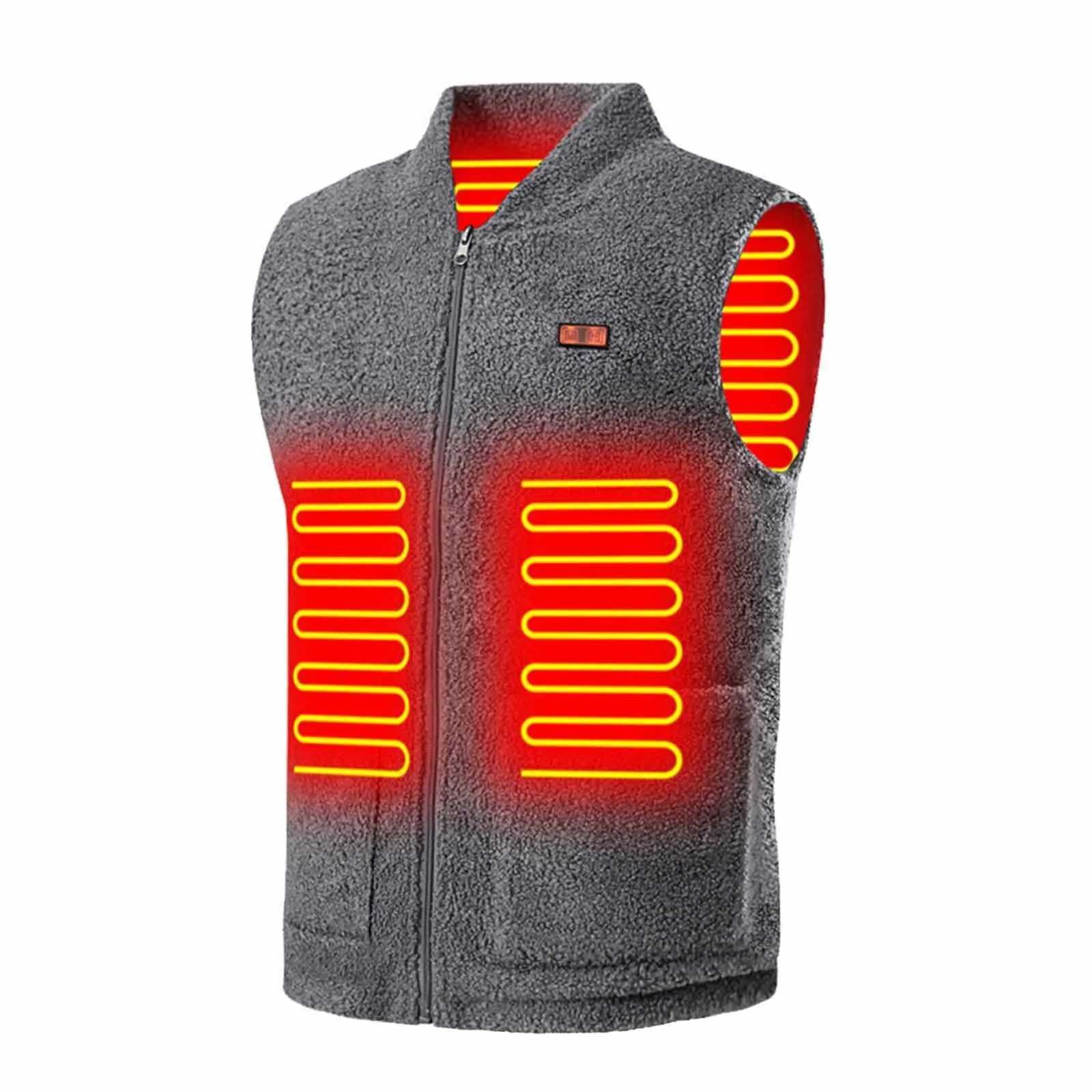 MenWomen Winter Smart Heated Vest Coat USB Electric Heating Fleece Heating Jacket Outdoor Trekking Thermal Warm Heated Jacket H251017