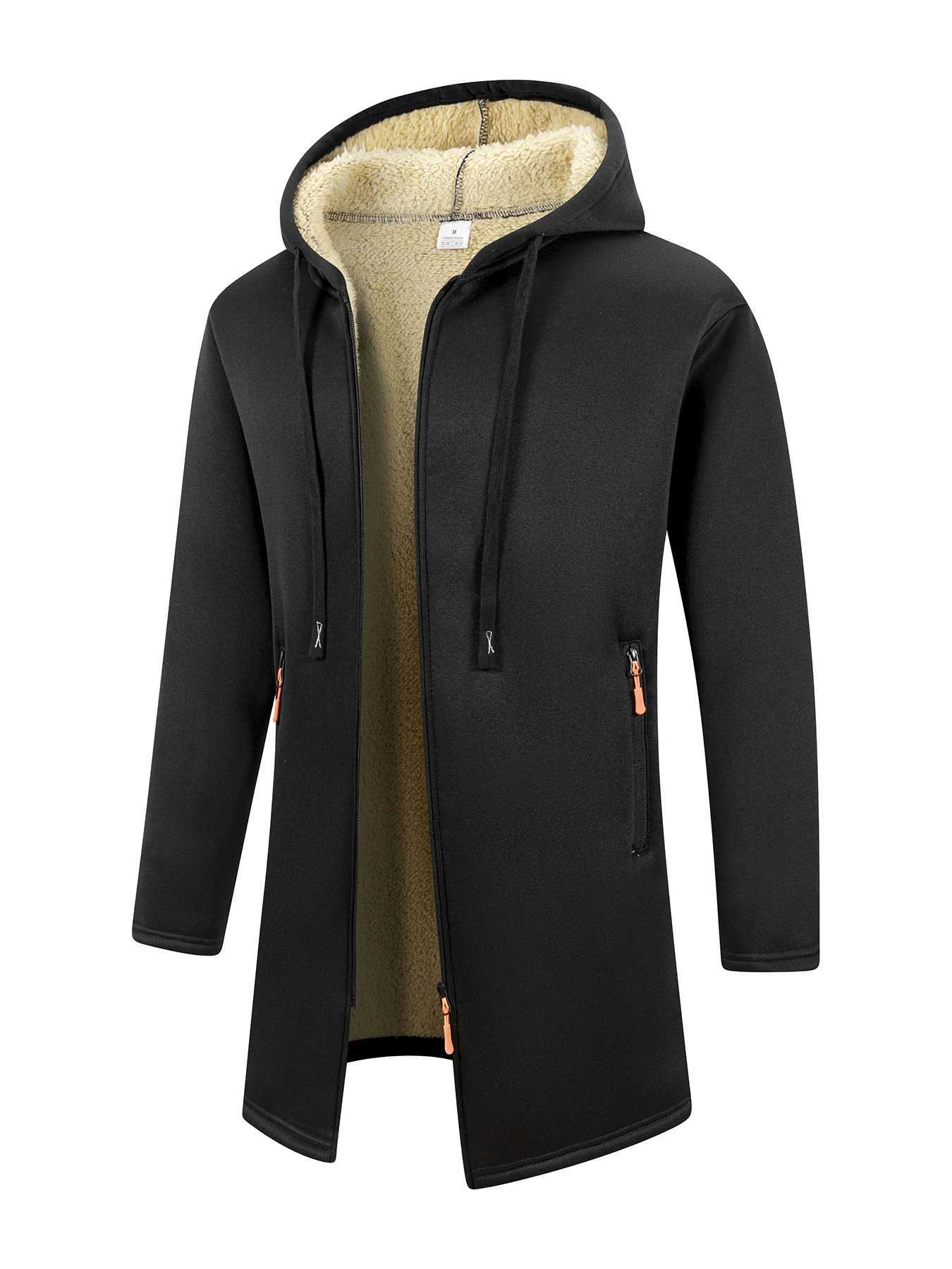 Winter Mens Long Overcoat Jackets Casual Hooded Cardigans Men Outwear Liner Thickened Warm Hoodies Oversize Winter Top Jacket J251017