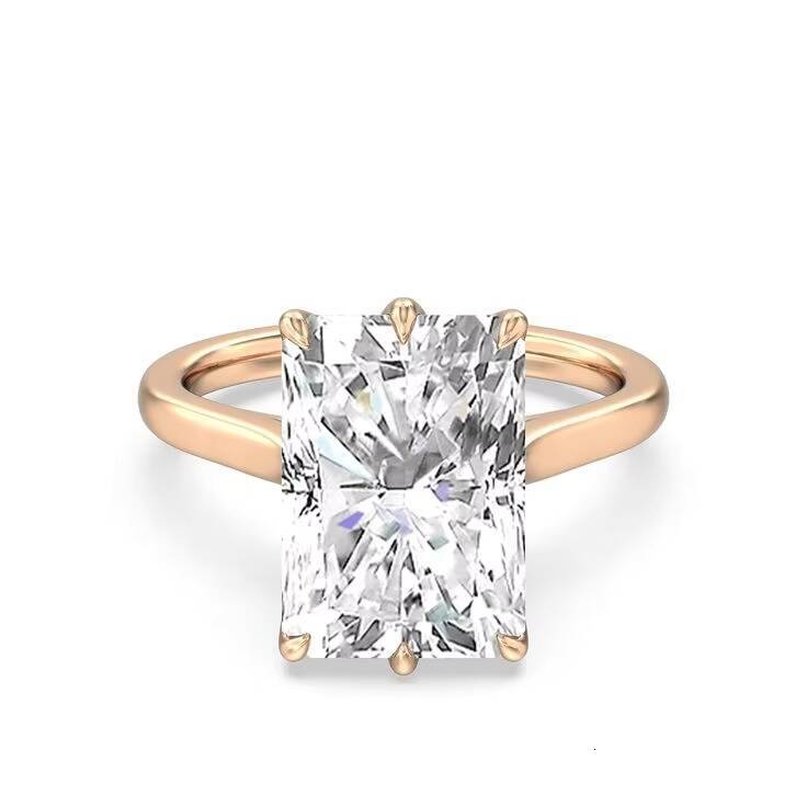 Customized 14K 18K Gold Ring 2 Carat Radiant Cut Lab Grown Diamond Jewelry Rings Engagement Wedding Solitaire Diamond Ring