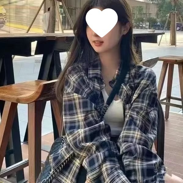 Loose Versatile Shirt Jacket American Style Plaid Shirt for Men Couples Spring Autumn