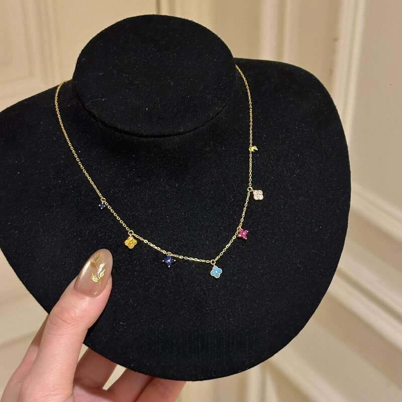 Necklace Designer earrings ring for Women luxury pendant necklace men Fashion turquoise Zircon inlay four-leaf clover Light Unique Festival gift