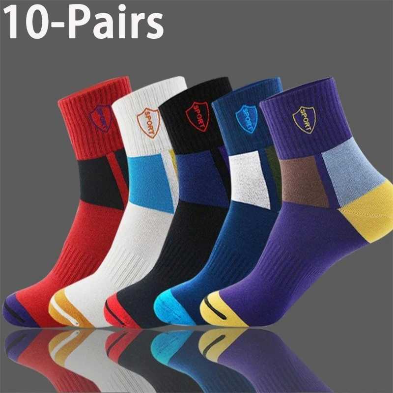10 Pairs Mens Antiodor Sweat Socks Midcalf Sports Socks Spring Summer Four Seasons Fall and Winter Cotton Business MENS C251017