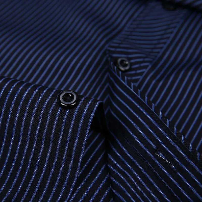8XL 7XL Plus Size Men Long Sleeved Shirt Mens Business Casual Slim Fit Shirts Men Striped Dress Work Social Dress Shirt J251017
