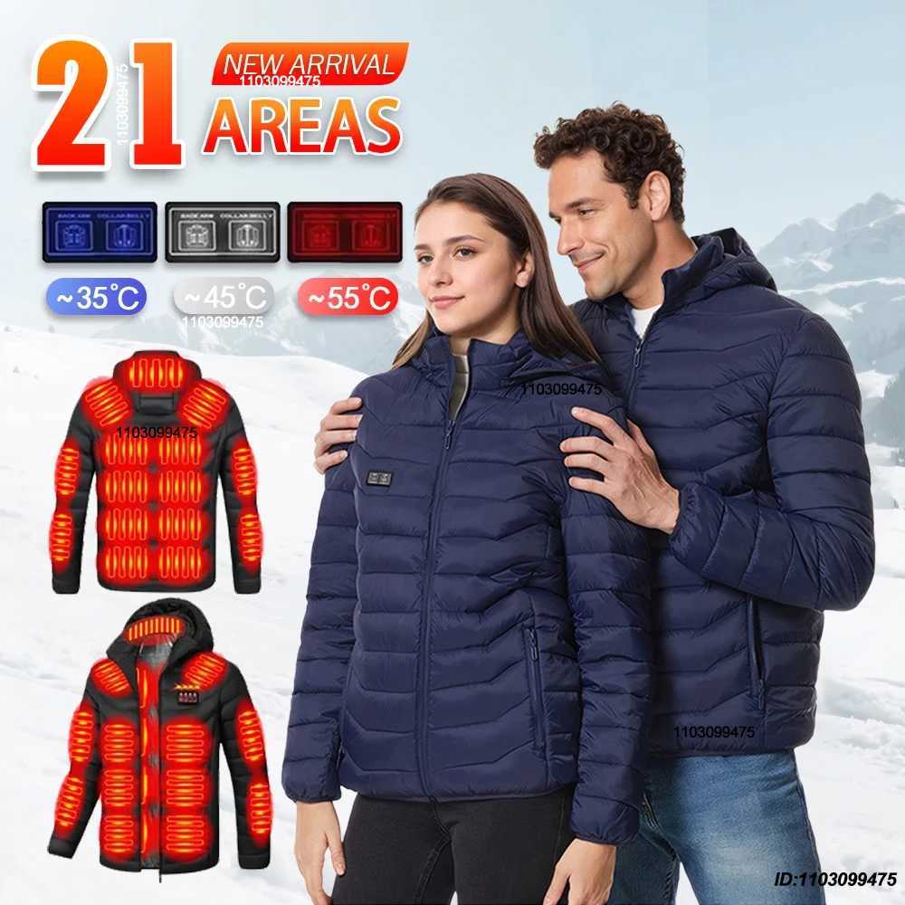 21 Areas USB Electric Heated Jacket Men Women Heated Jacket Winter Clothing Snowfield Camping Hiking Apparel Thermal Down Jacket H251017