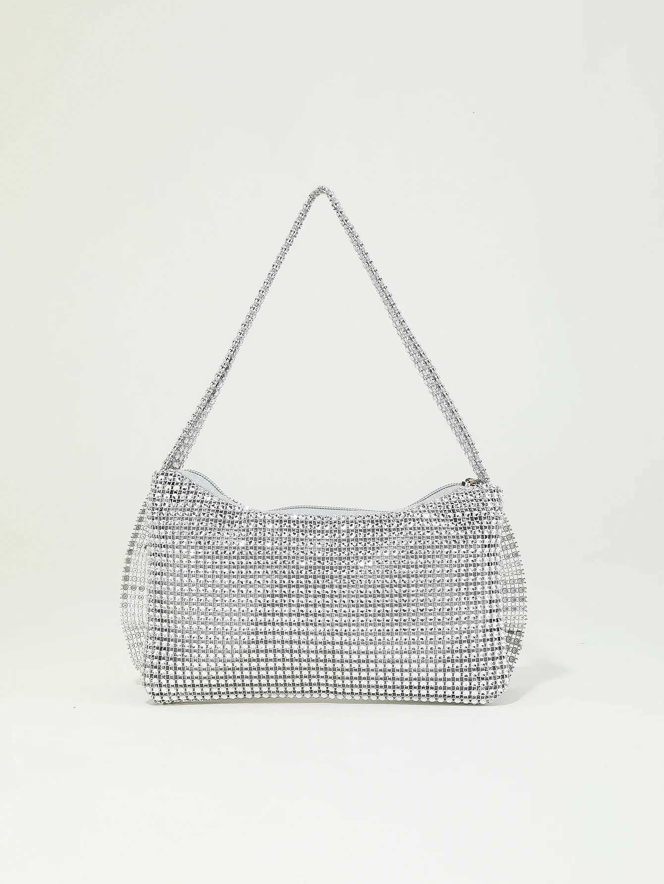 FashiongorgeousShiny rhinestone portable zippered bow decoration evening bag suitable for weddings parties and gatherings Z251017