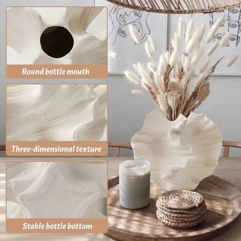 Minimst Ceramic Vase Creative Coral Design Matte Finish Petal Shape Vase for Dry Flower Arrangement Nordic Home Decor Art C251017