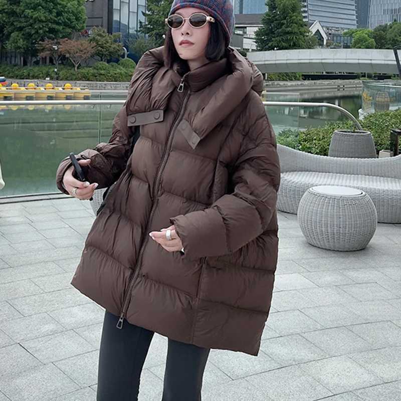 White Down Women Down Jacket 2025 Winter New Shaped Cloud Puffs Warm Hooded Hood Loose Women Down Jacket H712 W251016