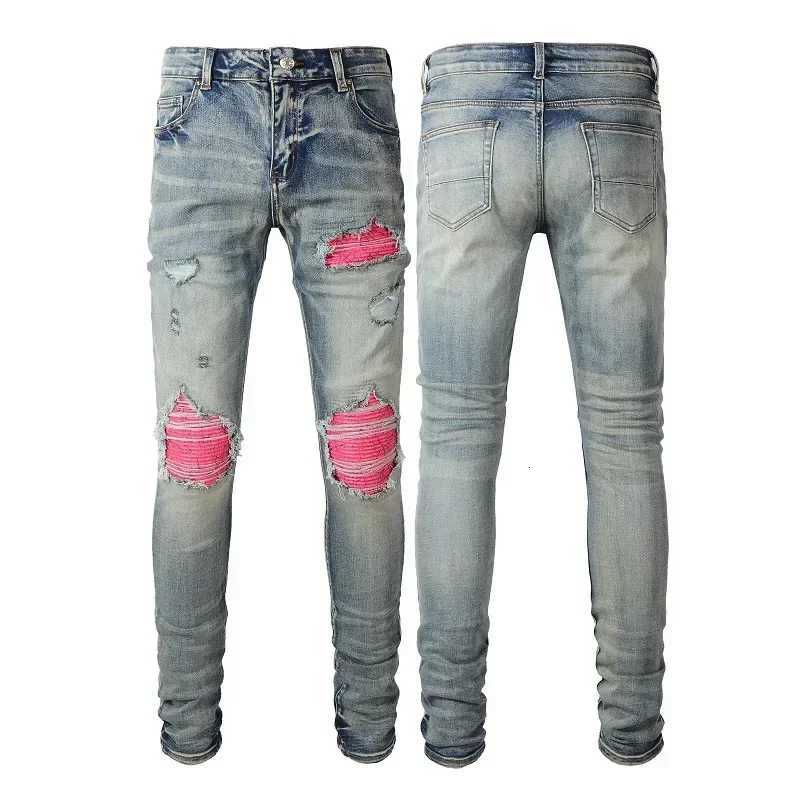 Hole Jeans Men Patchwork Ankle Length Trousers Washed Denim Pencil Pants Mid Waist Vintage Distressed Autumn Street Denims Y251105